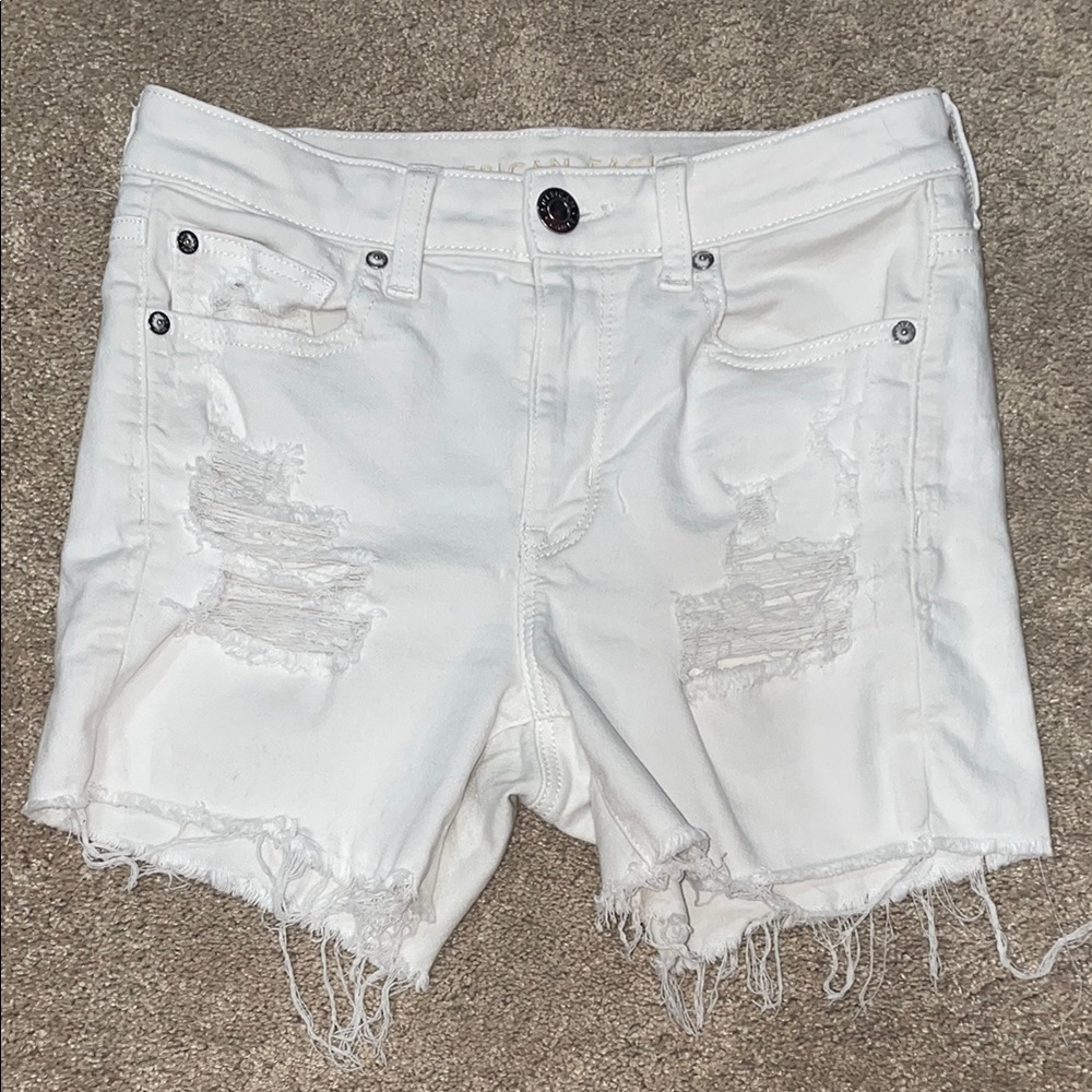 White Distressed American Eagle Shorts